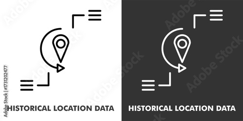 Historical Location Data Icon Filled Outline Vector Illustration in Black and White