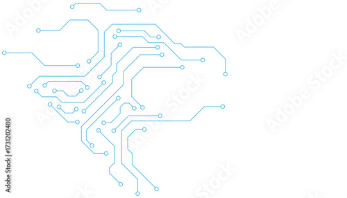 Technology blue circuit diagram on white background. High-tech circuit board connection system.Vector abstract technology on white background.