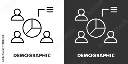 Demographic Icon Filled Outline Vector Illustration in Black and White