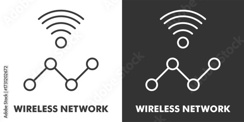 Wireless Network Icon Filled Outline Vector Illustration in Black and White