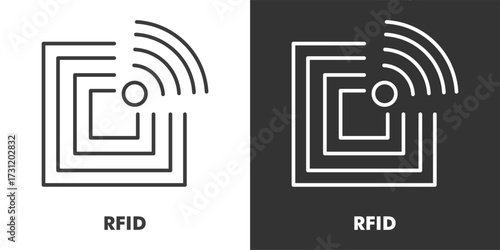 RFID Icon Filled Outline Vector Illustration in Black and White