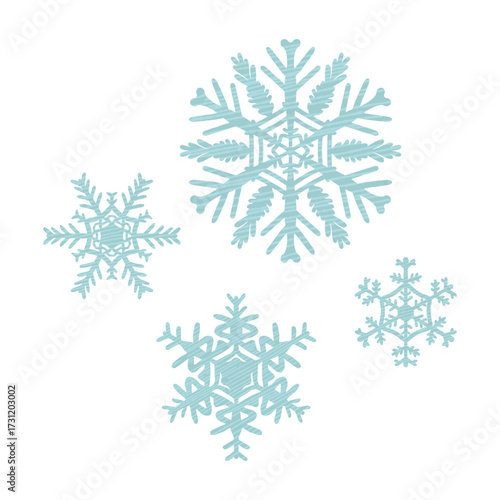 かわいい雪の結晶のイラストセット