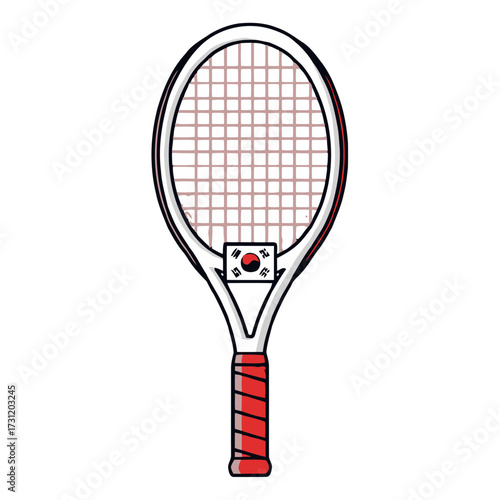 Tennis racket with the south korean flag on its throat