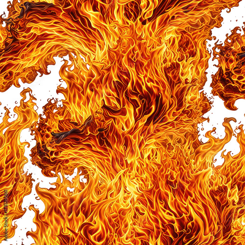 Intense flames with dynamic movement and vibrant colors