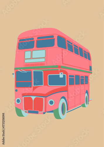 Vector illustration of a classic red double-decker bus