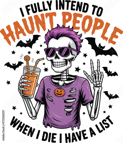I Fully Intend To Haunt People When I die. I have A List SVG T-Shirt, Spooky Halloween T-Shirt Design with Haunted House and Pumpkins, Spooky Halloween t-shirt design with a haunted house and bats