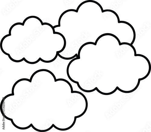 Collection of flat cumulus cloud shapes for graphic design