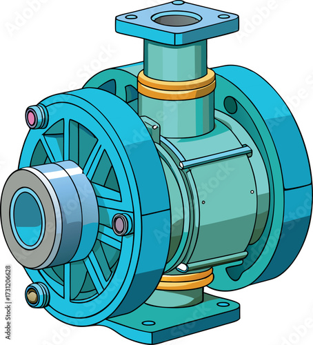 Vector technical drawing of a centrifugal pump with flanged inlet/outlet.