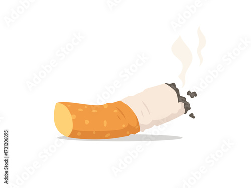 Bad habit of smoking, cigarette flat butt icon
