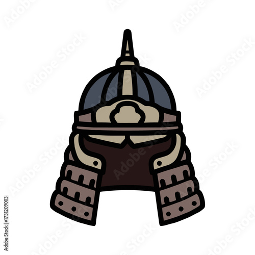 Stylized traditional korean warrior helmet, isolated on transparent