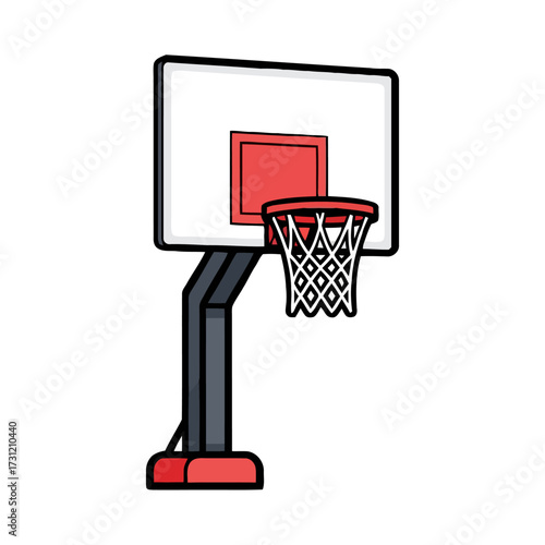 Cartoon basketball hoop and backboard, isolated on transparent
