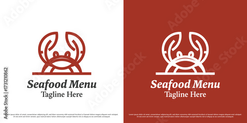 Crab seafood logo design illustration vector. Crab menu silhouette. Simple fresh minimalist icon symbol.