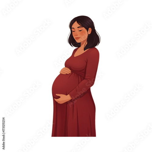 pregnant woman in red