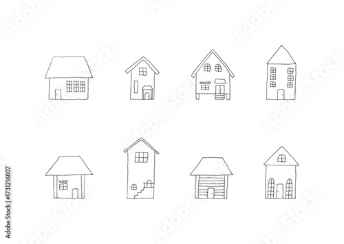 建物の手描きイラストセット1