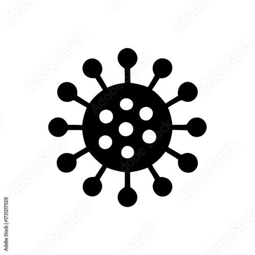 Black silhouette icon of a virus microbe. virus icon vector