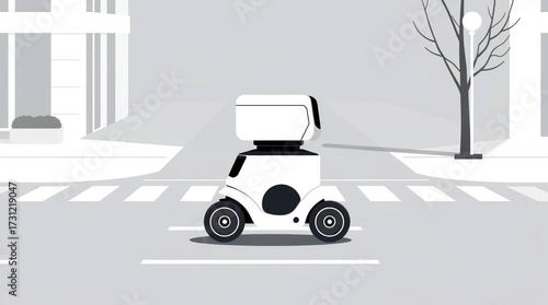Autonomous Robot Crossing Street.
