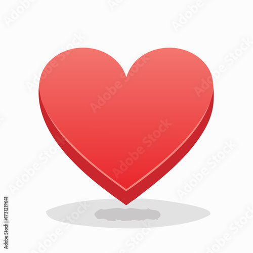 A simple, stylized red heart icon with a slight shadow beneath, symbolizing love, affection, and emotion