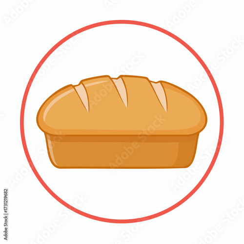 Loaf of golden brown bread with three diagonal slashes on top, shaped rectangular with rounded edges