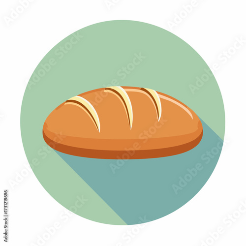 A round loaf of bread with three diagonal slashes on top, showcasing a golden-brown crust and a soft texture