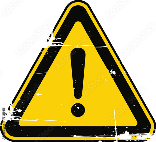 A classic warning sign icon, featuring a black exclamation mark inside a yellow triangle.