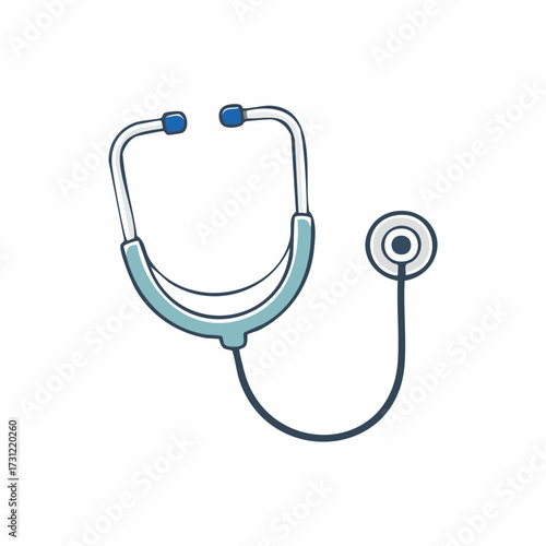 A medical stethoscope with blue earpieces and a flexible black tube, used by healthcare professionals to listen to internal body sounds