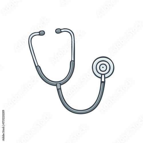 Medical stethoscope with gray tubing and earpieces, used by healthcare professionals for listening to internal body sounds