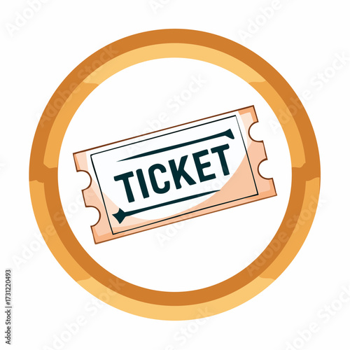 A single event ticket with a vintage design, featuring the word "TICKET" in bold letters on a rectangular, perforated paper