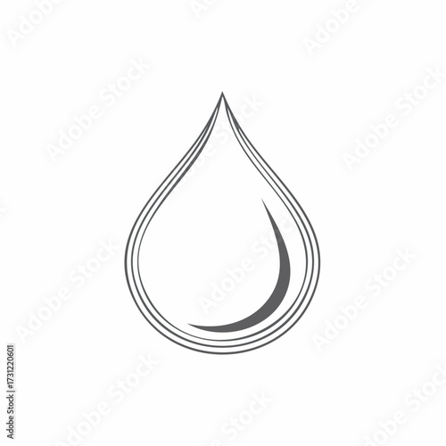 A stylized, minimalist water droplet icon with three outline layers and a crescent-shaped highlight inside the central droplet shape