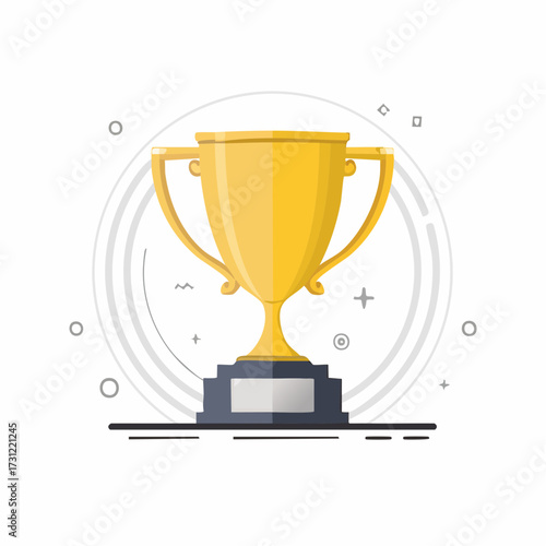 Golden trophy cup with handles on a black base, symbolizing achievement and victory, featuring a blank silver plaque for engraving