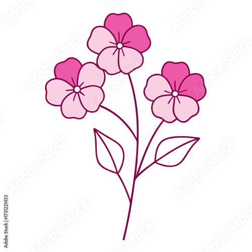 minimal emesia poetry  pink flower line art on white