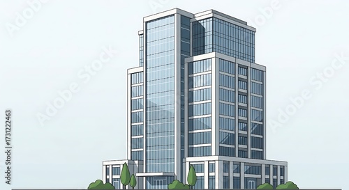 Illustration of a business headquarters representing corporate identity.