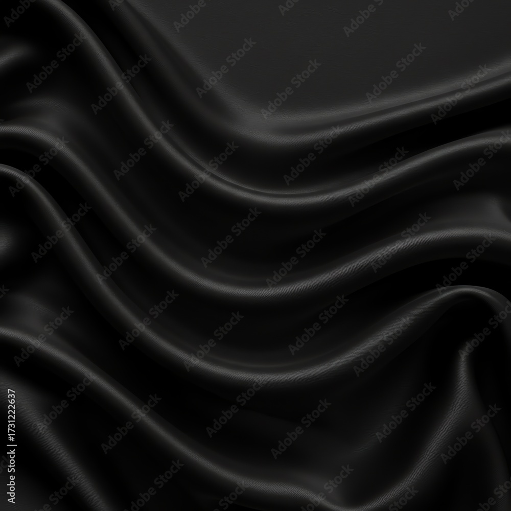 Obraz premium Black silk fabric flowing drapery