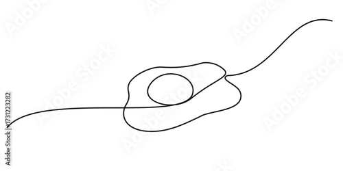 Continuous one line drawing of fried egg. Vector illustration, World egg day simple web banner, background. Vector illustration	