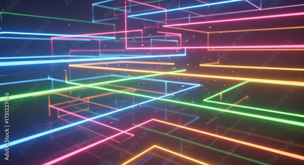 Obraz premium Abstract Neon Lines in 3D Space with Vibrant Colors and Depth