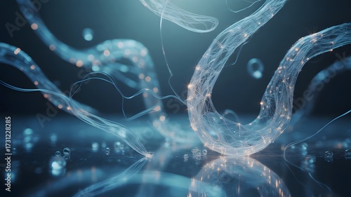 Futuristic Collagen Fiber Network – Nanotechnology and Skincare Innovation Concept