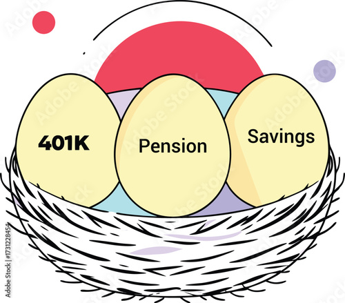 Golden nest eggs representing 401k pension savings future financial security investment concept