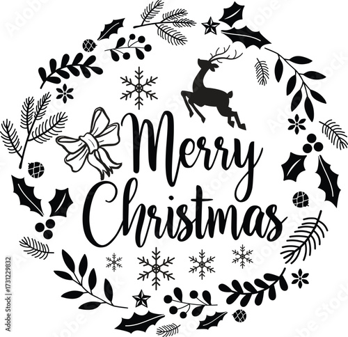  Merry Christmas holiday greeting with decorative elements svg bundle