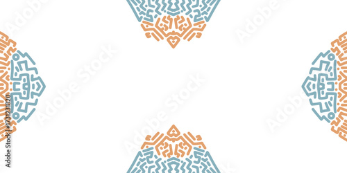 Bold Orange and Blue Tribal Corner Frame