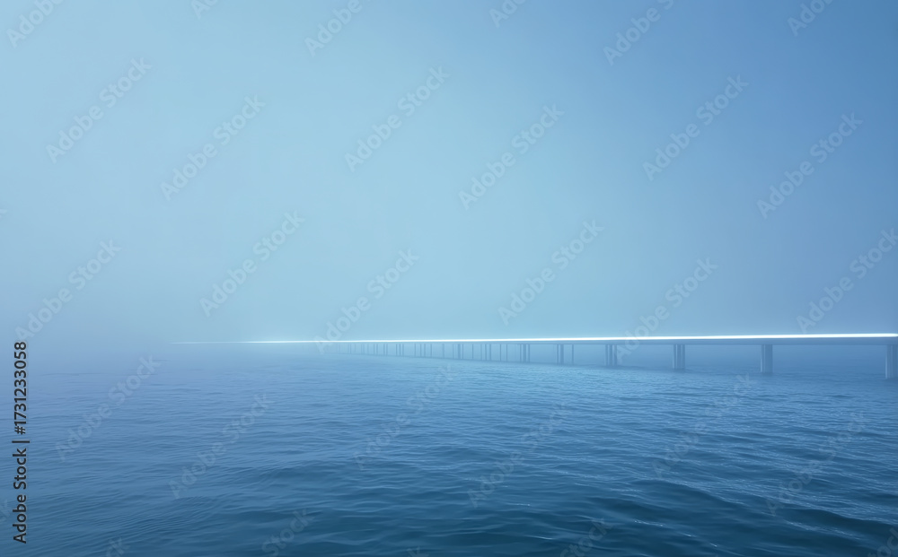 Fototapeta premium Misty Bridge Over Calm Waters
