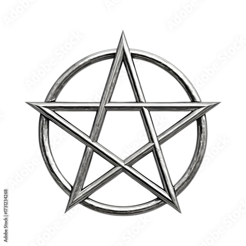 Mystical pentagram symbol, isolated on transparent background