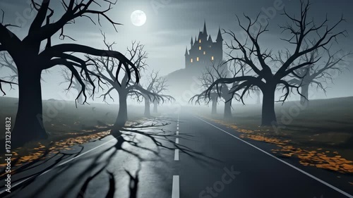 Halloween Horror Castle Night Scene