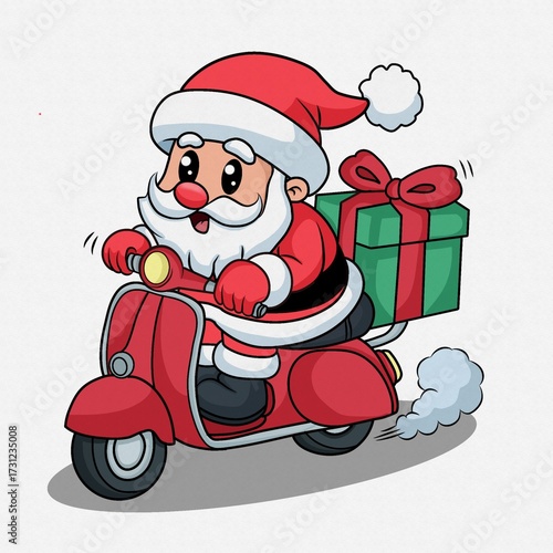 santa claus with gift box
