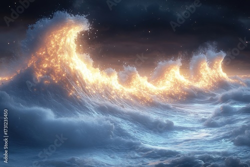 Fire waves in motion.