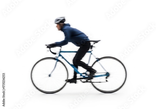 Cyclist riding a bicycle isolated on white background