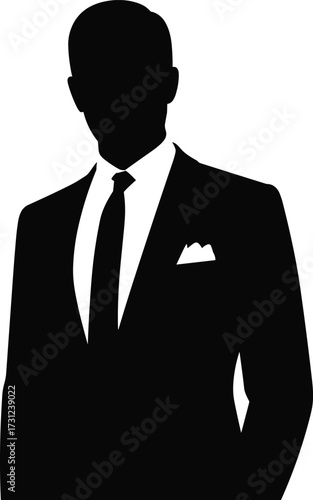 Silhouette of businessman in formal suit, executive leadership concept, professional corporate attire, success symbol, office management, career growth, confidence, power