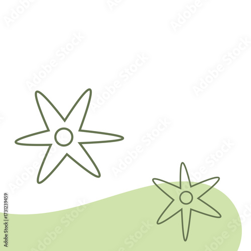 Abstract Flowers and Green Organic Shapes Corner