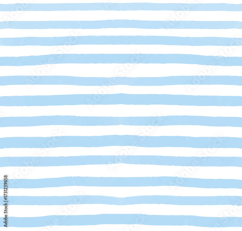 Blue watercolor stripes seamless pattern. Hand painted drawn brush strokes, striped background.