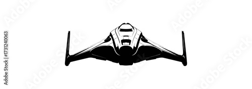 Futuristic aircraft illustration silhouette on black background