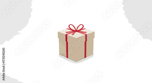 Gift box with red ribbon isolated on white background