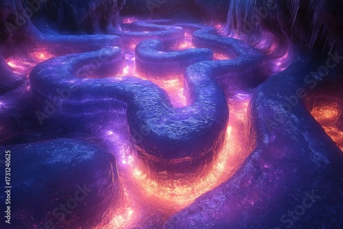 Lava flowing with fiery lava in the background.